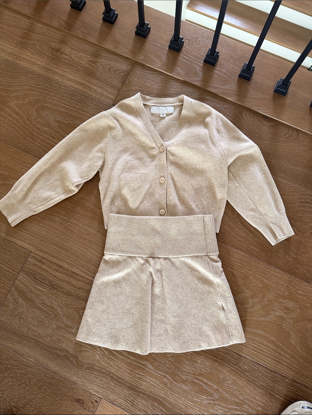 Zara Cream Knit Cardigan and Skirt Set